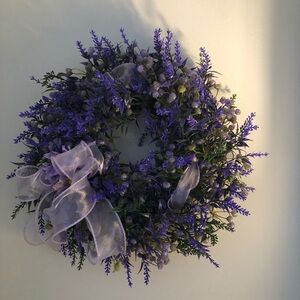 Lavender Holiday Wreath with Ribbon